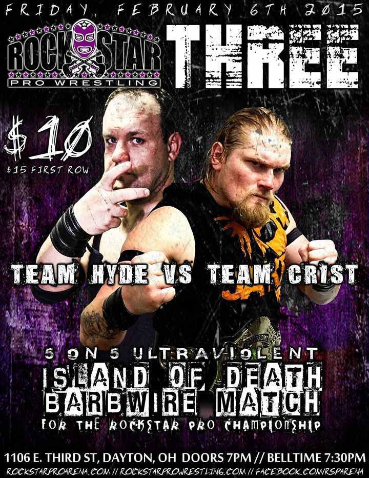 The_Lovely_One_'s tweet photo. #TeamHyde vs #TeamCrist #FiveOnFive #IslandOfDeath #BarbwireMatch @RockstarProWres @angrymarks @IndyMania @DaytonBuzz http://t.co/P7bRTAGKdW