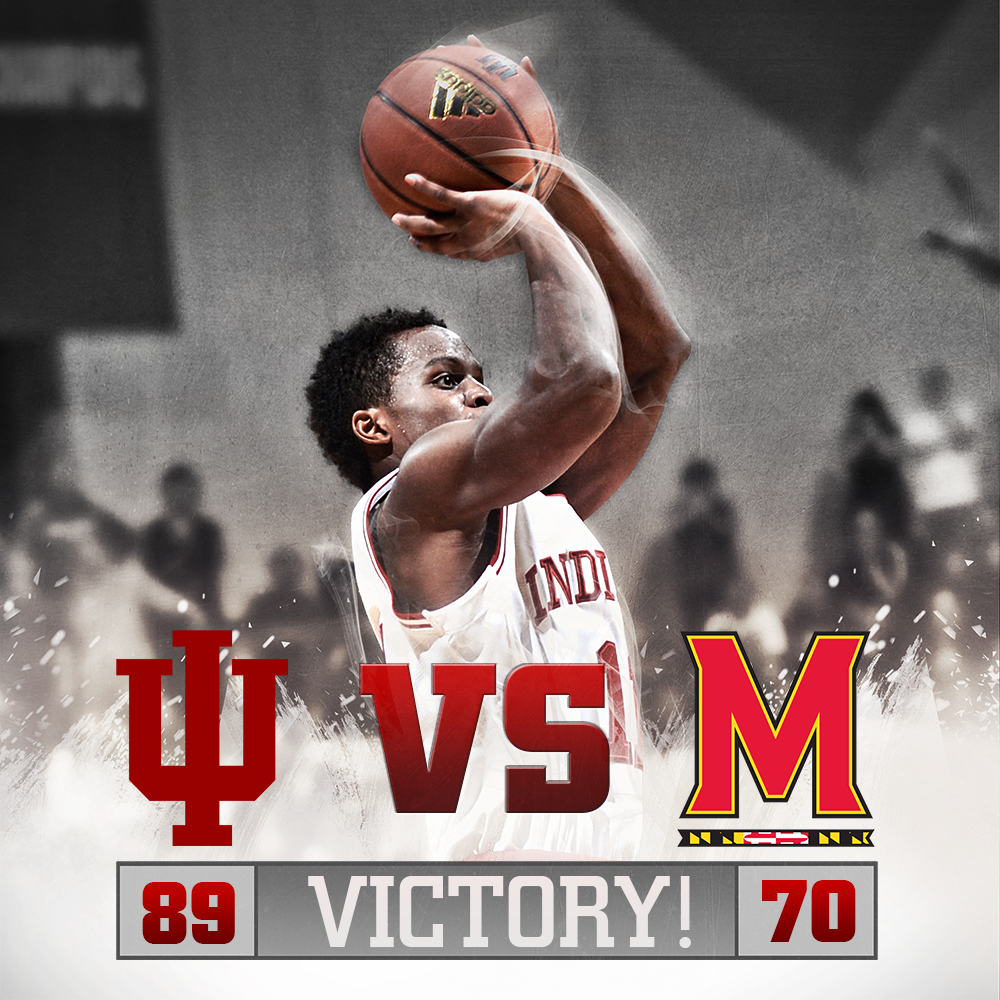 IUBloomington's tweet photo. HOOSIERS WIN! @IndianaMBB defeats #13 Maryland, 89–70, in Assembly Hall! FOR THE GLORY OF OLD I.U.! #IUBB #GoIU http://t.co/OeTNaWJQom
