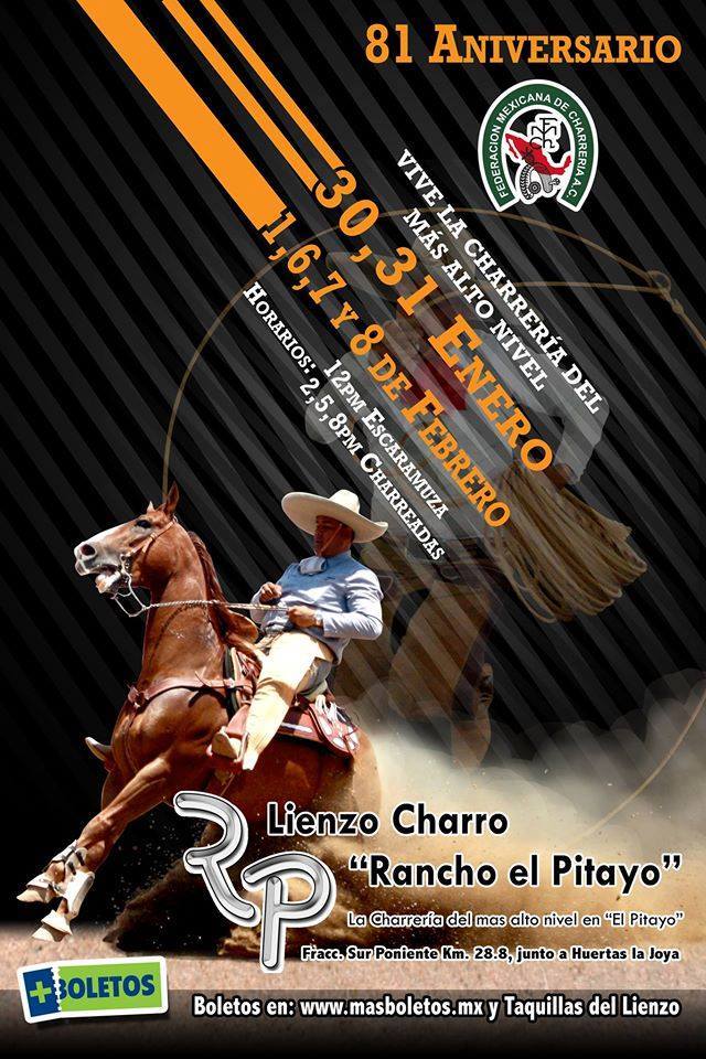 El 81º Aniversario de <a href="/FMCharreria/">Federación Mexicana de Charrería</a> será en Rancho El Pitayo de Querétaro ¡No faltes!