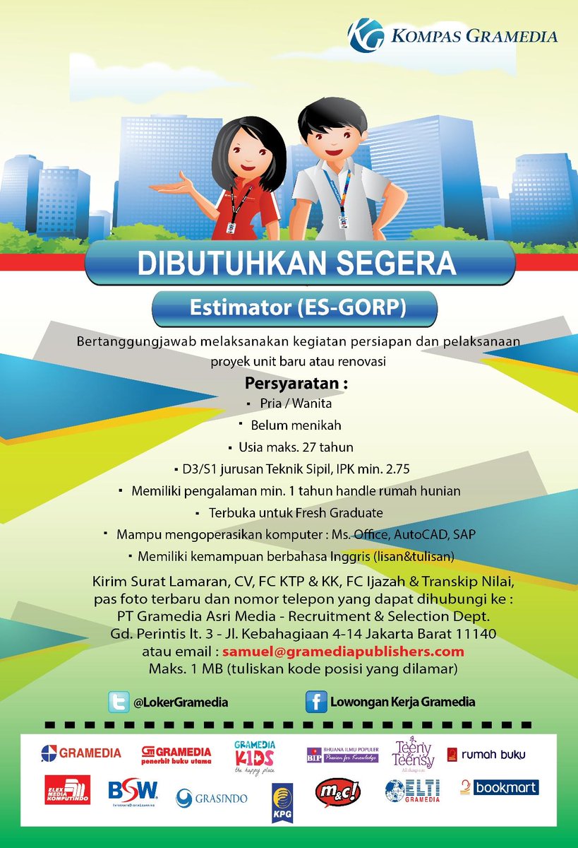 dicari D3 Teknik Sipil, berpengalaman dalam rumah hunian..silahkan apply posisi #Estimator