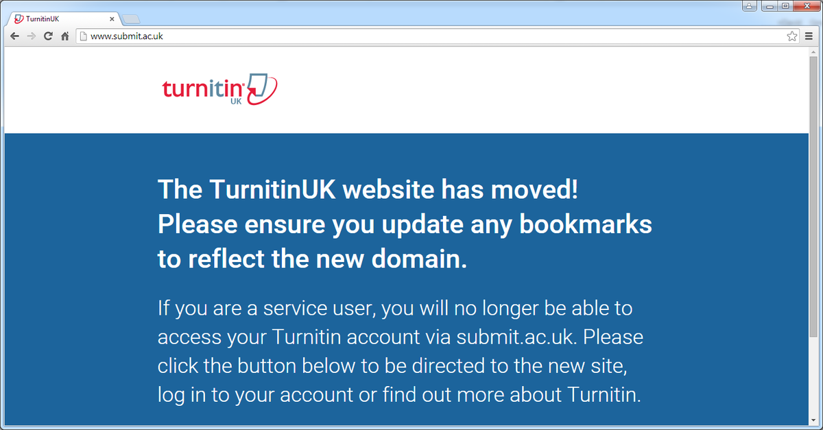 dbcallaghan's tweet photo. I'm sure we were discussing @Turnitin not changing domain until xmas at #jiscassess yesterday!? Did I miss something? http://t.co/wkwZc57tan