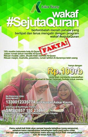 kaunyquantum's tweet photo. Pastikan jumat ini berinfaq, ikutan #WakafQuran Bank Mandiri
rek 1330012335774 an Yayasan Askar Kauny @jayteroris http://t.co/dGXXaYzeiD