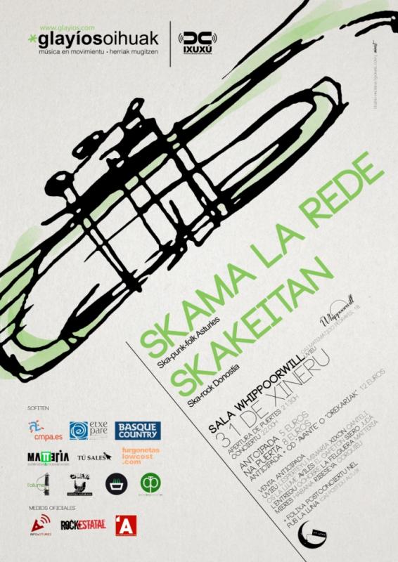 Horarios pal sábadu na Sala <a href="/whippoorconcier/">PachiAstuRock</a>
- 21:30 apertura de puertes
- 22:00 <a href="/SkamaLaRede/">Skama La Rede</a>
- 23:45 <a href="/skakeitan_band/">Skakeitan</a>