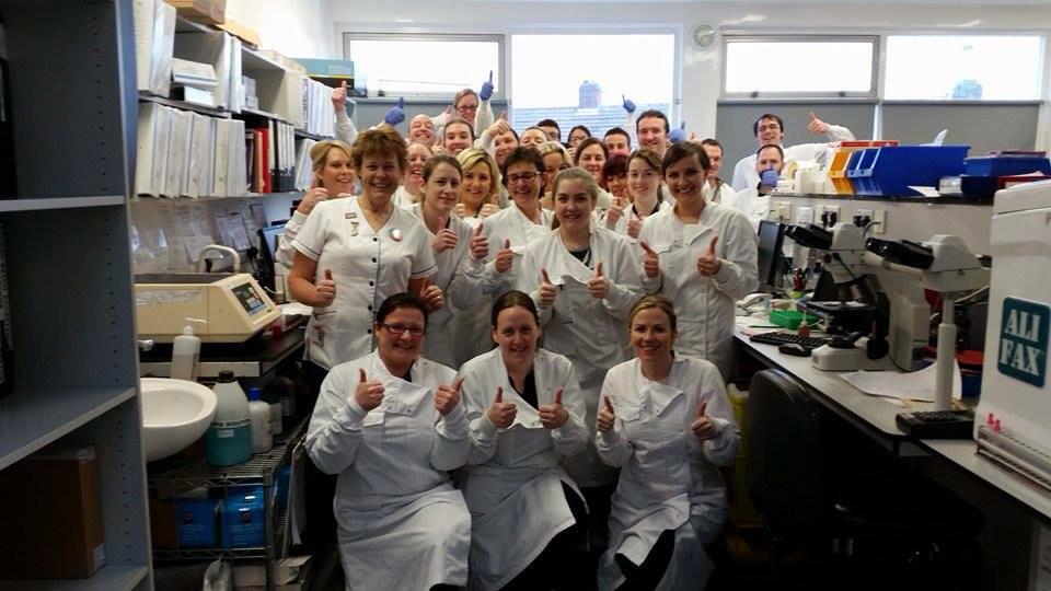 SusanBr98908232's tweet image. Lab staff from our lady of Lourdes hospital Drogheda giving a great big thumbs up for #thumbsupAPT @APTjimmy