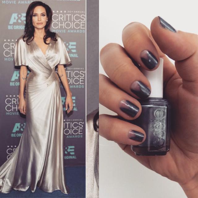 glosspod's tweet image. On the #GlossBlog - silver chevron mani inspired by #AngelinaJolie: buff.ly/1BR5rpI #nailart #nails #bblogger