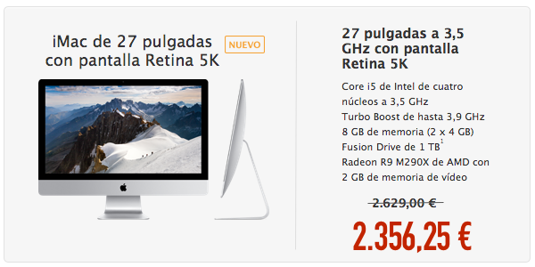 appleadictos's tweet photo. iMac con pantalla Retina 5K de 27 pulgadas con 272€ de descuento http://t.co/QpgczvkxTJ vía @ofertitas http://t.co/uRWj6RiodR