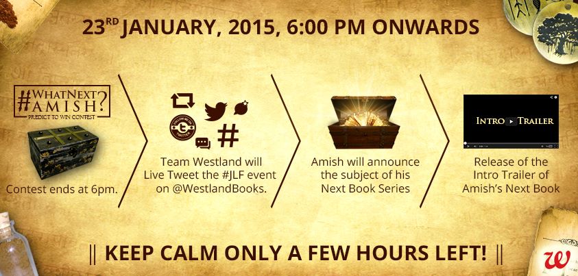 TeamAuthorAmish's tweet image. 1 hour to go for the big reveal,keep guessing - new book&apos;s theme.Stay tuned for #IntroTrailer @7:30pm. #WhatNextAmish