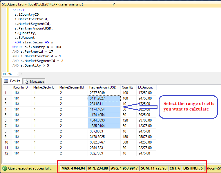 refactorstudio's tweet image. We&apos;ve added to #ssms the ability to display the SUM, AVG, MAX, MIN of the selected values.
#sqlrefactorstudio