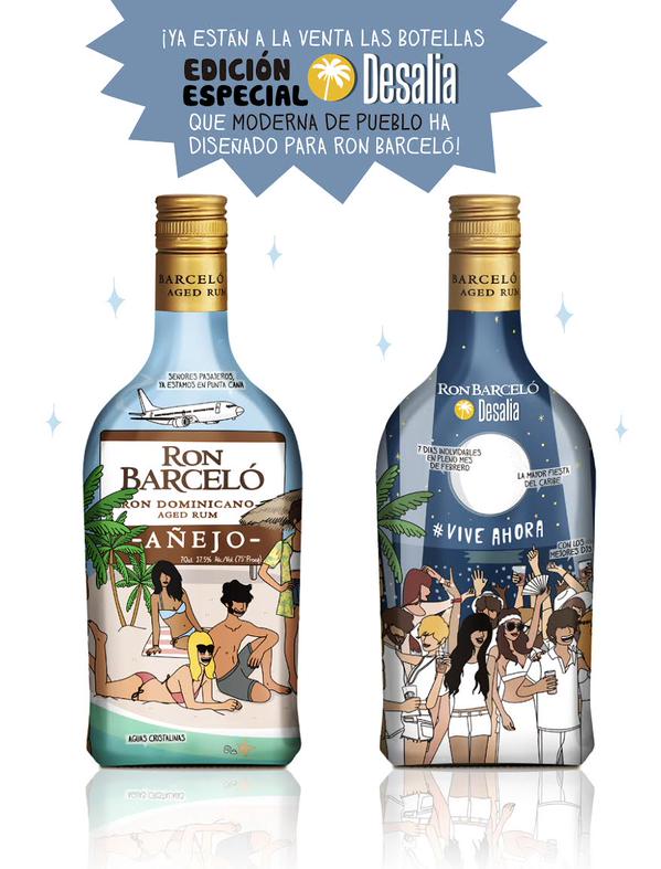 Colmenero's tweet photo. Genial la #BotellaDesalia diseñada por @ModernaDePueblo para @RonBarceloSpain Puedes ganar una haciendo RT #viveahora http://t.co/drOXNujA4K