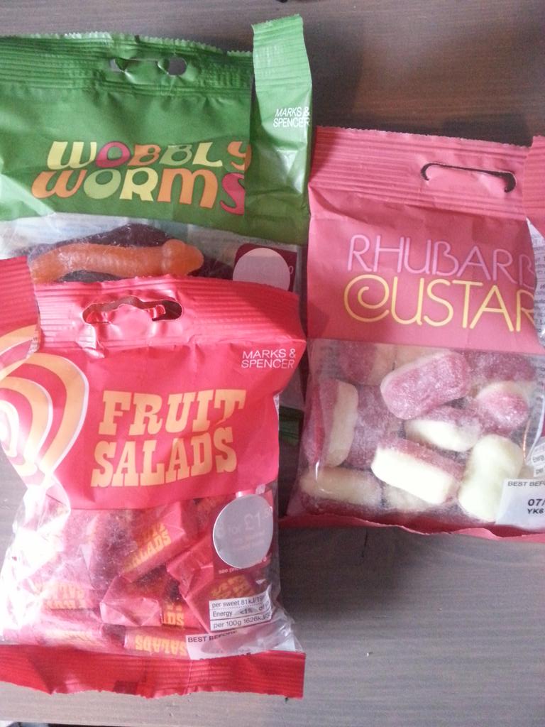 Getting into the #FridayFeeling with these goodies! #rhubarbandcustard #jellysnakes #fruitsalad #yum