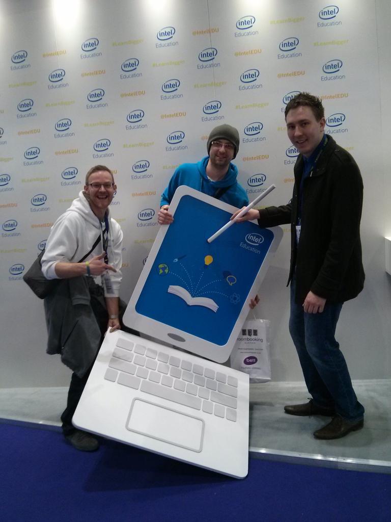 colinwmccarthy's tweet photo. @IntelEDU #learnbigger #bett2015 selfie with @GGardiner438 @0114ross http://t.co/Bl6H1Nyb3C