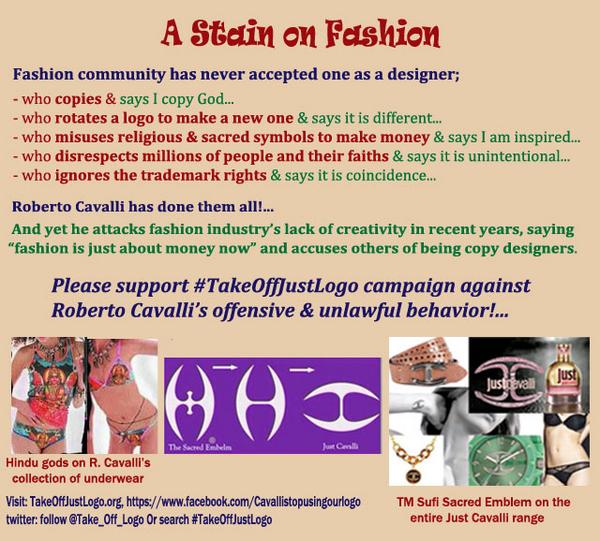 ASEIFZ's tweet photo. @Vogue @gucci 10000 ppl http://t.co/11e2AvQC4X &amp; #Fashion Houses SupportUs #sufiright make #RCavalli #TakeOffJustLogo http://t.co/DuxALflCNF