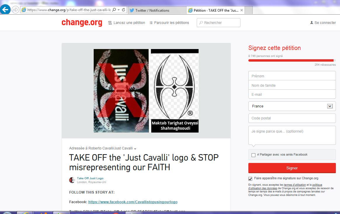 ASEIFZ's tweet photo. @Vogue @gucci 10000 ppl http://t.co/11e2AvQC4X &amp; #Fashion Houses SupportUs #sufiright make #RCavalli #TakeOffJustLogo http://t.co/DuxALflCNF