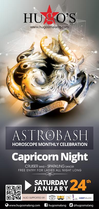 eventmalang's tweet photo. Tonite! #Astrobash "Capricorn Night" | Jan,24 @HugosMalang | CP: @FannyLhanetz @rizalul_habib http://t.co/PYRD4qv3d4