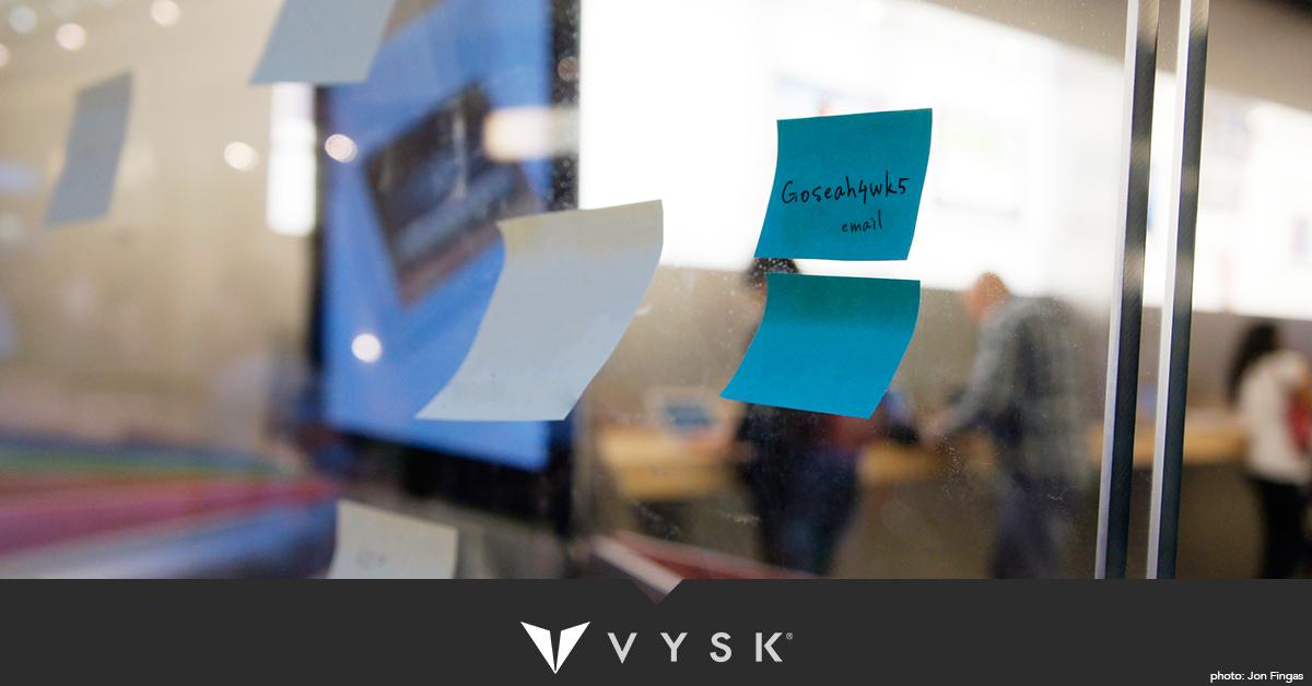 Vyskcomm's tweet image. #DataPrivacyMonth. Don’t leave sticky notes with passwords or credit cards information lying around the office.