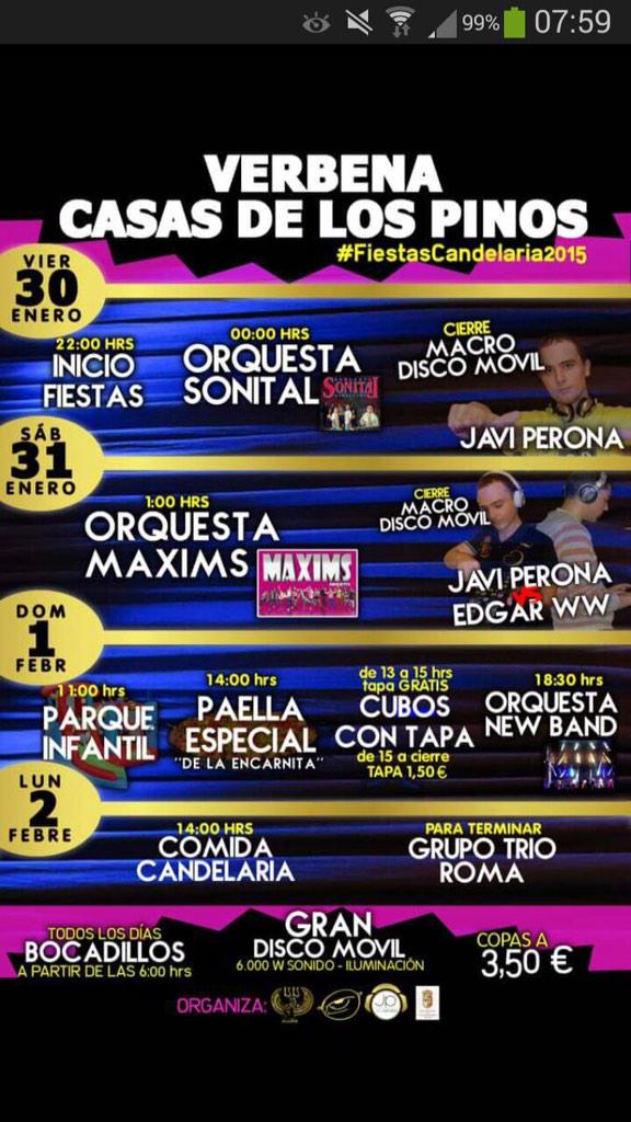 IsisDisco's tweet photo. El 30,31 enero tienes el mejor plan en las FIESTAS DE CASAS DE LOS PINOS! #Copas3,5€ #Verbeneo @Dj_Perona @Edsega 👏👏👏 http://t.co/68SYKfSEC0