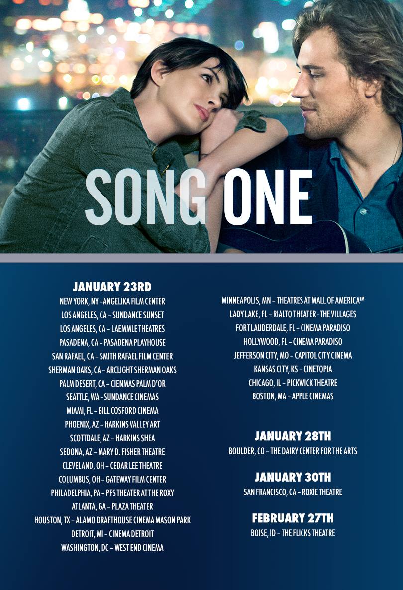JohnnyFlynnNews's tweet photo. Song One is out TODAY!  Check theater listings! Hopefully one near you...if not it's available ON DEMAND! Cheers! http://t.co/p3Sx4r1V8E