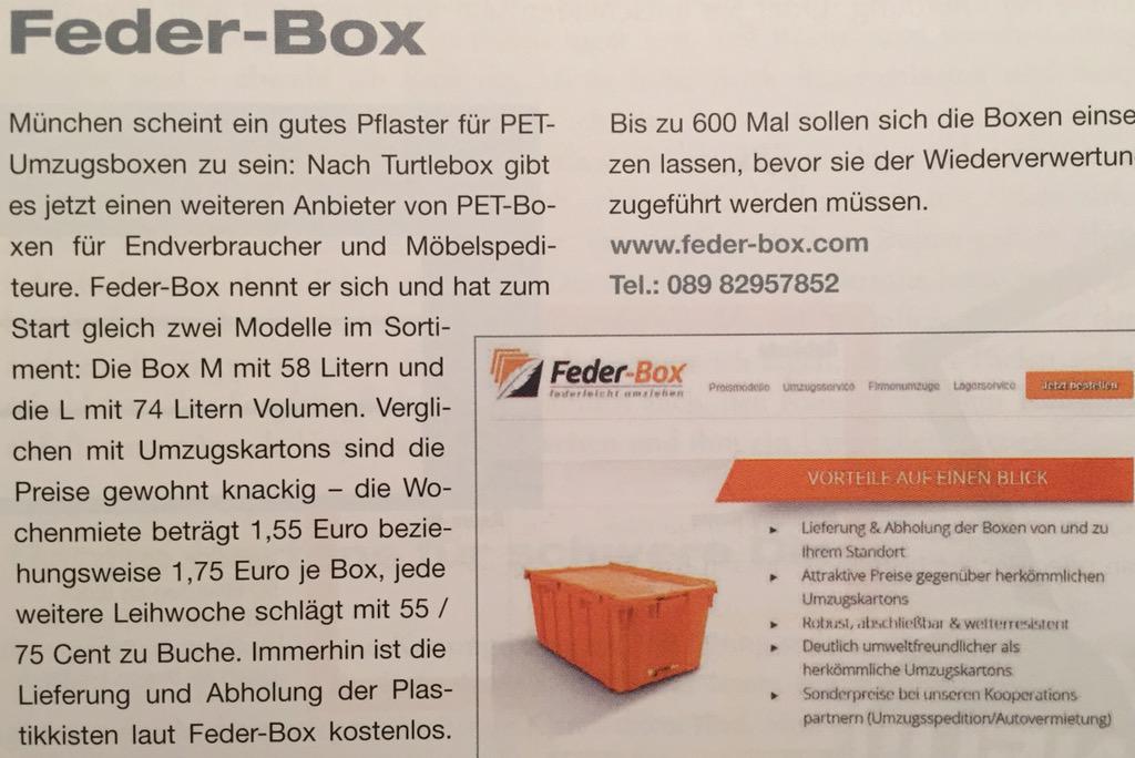 #Feder_Box jetzt in der neuen Ausgabe von der Möbelspediteur. #federleicht #umziehen