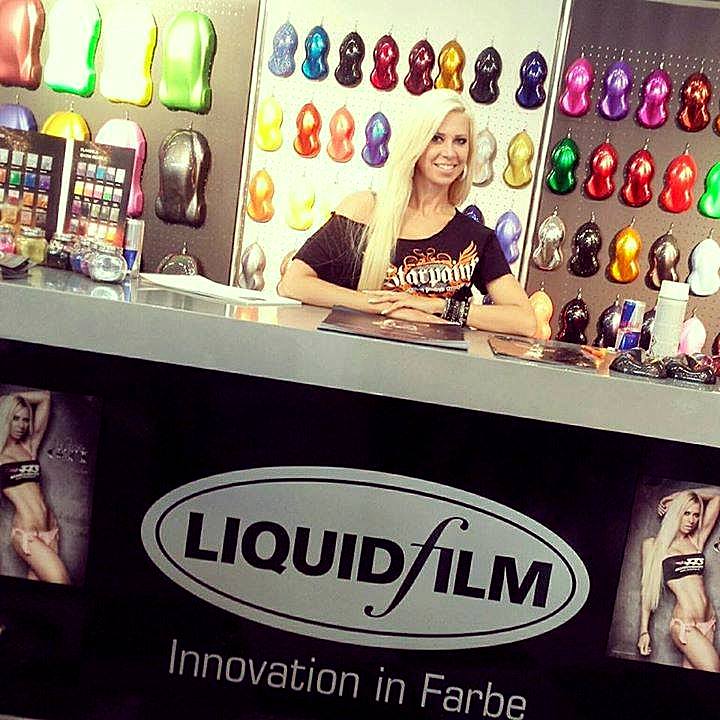 LiquidFilmPaint's tweet photo. Angela Kutscher (Miss GTI) am Stand von Liquid Film
#LIQUIDFILM by #STARPAINT #FOIL #ART #PAINT #COLOR http://t.co/zoPlUpBP14