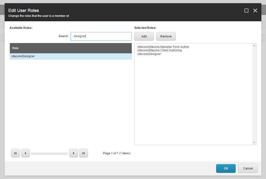mhwelander's tweet image. Could you search for roles before..? #sitecore8