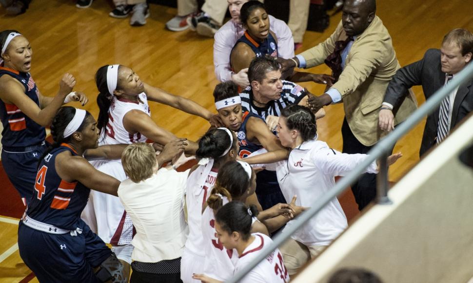 Complex's tweet photo. Punches were thrown during an Auburn/Alabama women's basketball game last night: http://t.co/13hmbOUS2m http://t.co/I1TsvISqoX