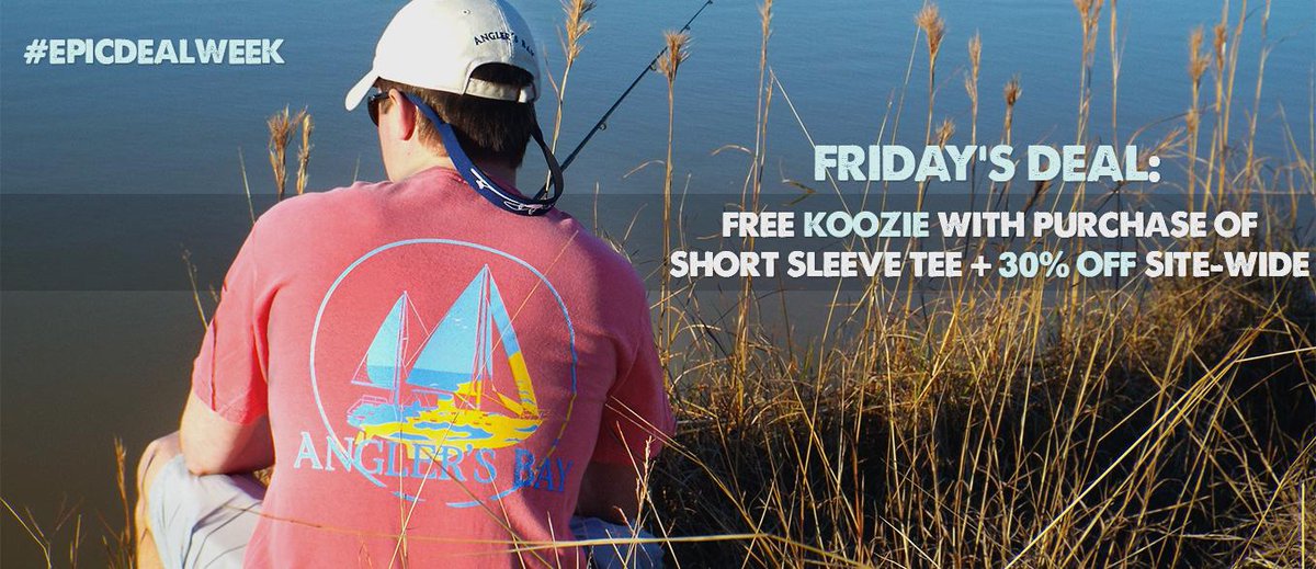 anglersbay's tweet photo. Free koozie w/ purchase of any short sleeve + 30% off site-wide. Check out Friday's deal here: http://t.co/T5cbkQZB0j http://t.co/E3v1Vjeo49