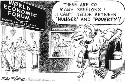 Rich, poor, and the World Economic forum, cartoon