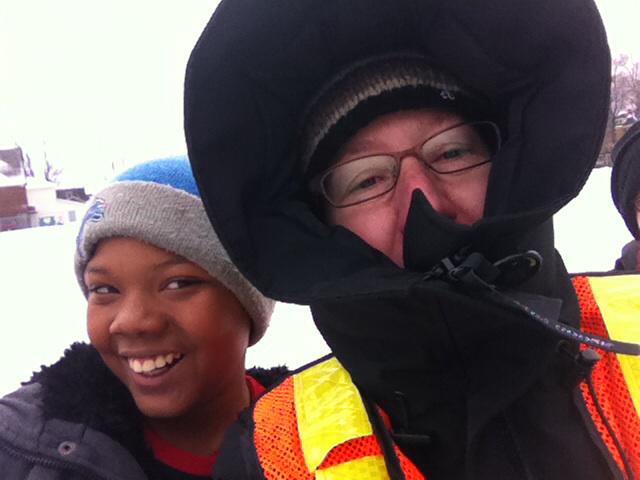 WanderingWalker's tweet photo. Yard Duty Selfie with my buddy Elijah. #YardDuty #CanadaInWinter #BundleUp http://t.co/tA8E69ZnvU