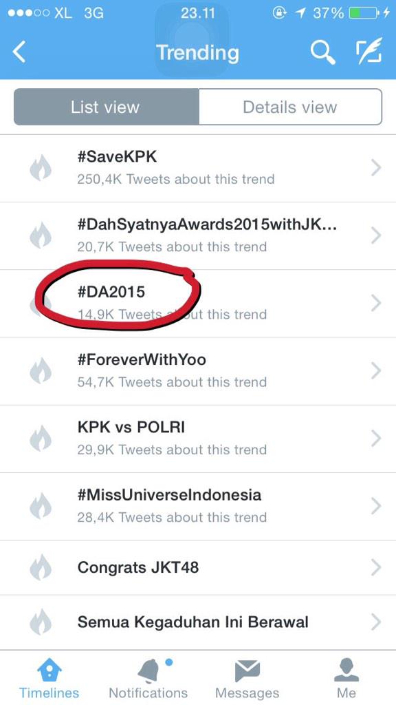 OfficialRCTI's tweet photo. Yeayyy! #DA2015 masuk trending topic🎉 makasiii Sahabat Dahsyat😘 http://t.co/KJVqUOI5Vd