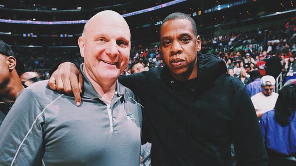 geekwire's tweet photo. Steve Ballmer and Jay-Z hang out at the Clippers game #sittingwithsteve http://t.co/DmpgSQyHkT http://t.co/5hcPYQrGIs