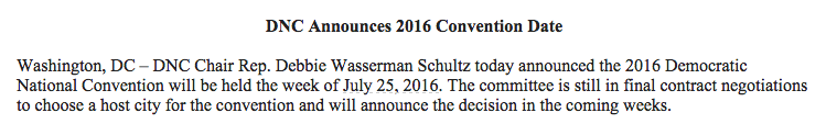 sadlercheryl's tweet photo. Email from DNC on 2016 convention date: http://t.co/yXaI5wMDIa