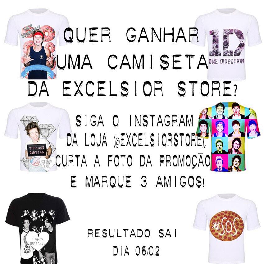 1DirectionFCO's tweet photo. A Excelsior Store está sorteando uma camisa com uma de suas estampas maravilhosas a sua escolha! Participem no insta http://t.co/cQIOmVmxAJ