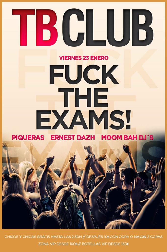 Preparados para celebrar el fin de exámenes junto a <a href="/ErnestDazh/">Ernest Dazh</a>, <a href="/DjPiqueras/">Antonio Piqueras</a> &amp; <a href="/MOOMBAHDJS/">MOOMBAH! DJS</a>? Esta noche hay lío! 🎉
