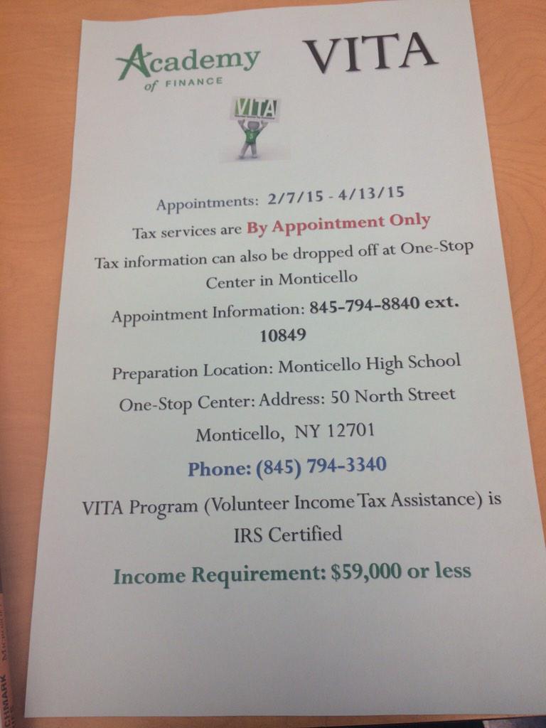Monticello_AOF's tweet photo. RT to spread the word about VITA, the free tax service held at Monticello High School!📑📊📮 http://t.co/cMwT8kf4VA