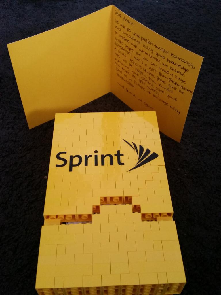 Wander4Purpose's tweet photo. @SprintLatino Thank you so much for my new phone!! I almost don't want to undo the cute lego package!! #sprintSTEM http://t.co/gzf1B1FSSJ
