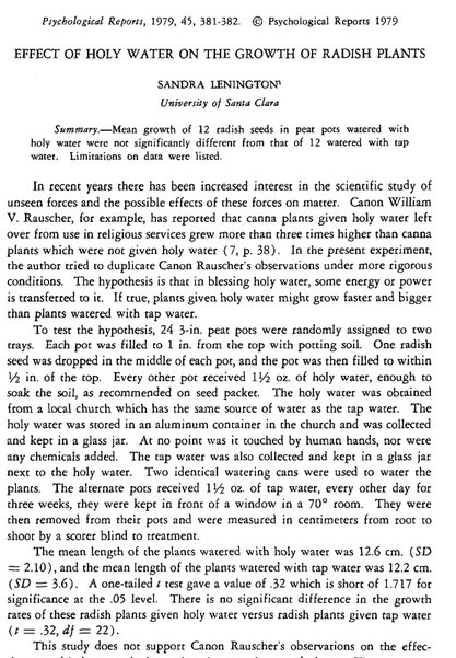kyledropp's tweet photo. Found this while doing a lit review: EFFECT OF HOLY WATER ON THE GROWTH OF RADISH PLANTS #nullfinding @BrendanNyhan http://t.co/cpNHkucfpR