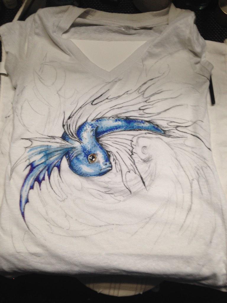 therealIHTM's tweet photo. What happens when you stain your shirt as an artist? You turn it into art!! #fishfriday #art #creativemornings 😇 http://t.co/rgTwUQecha