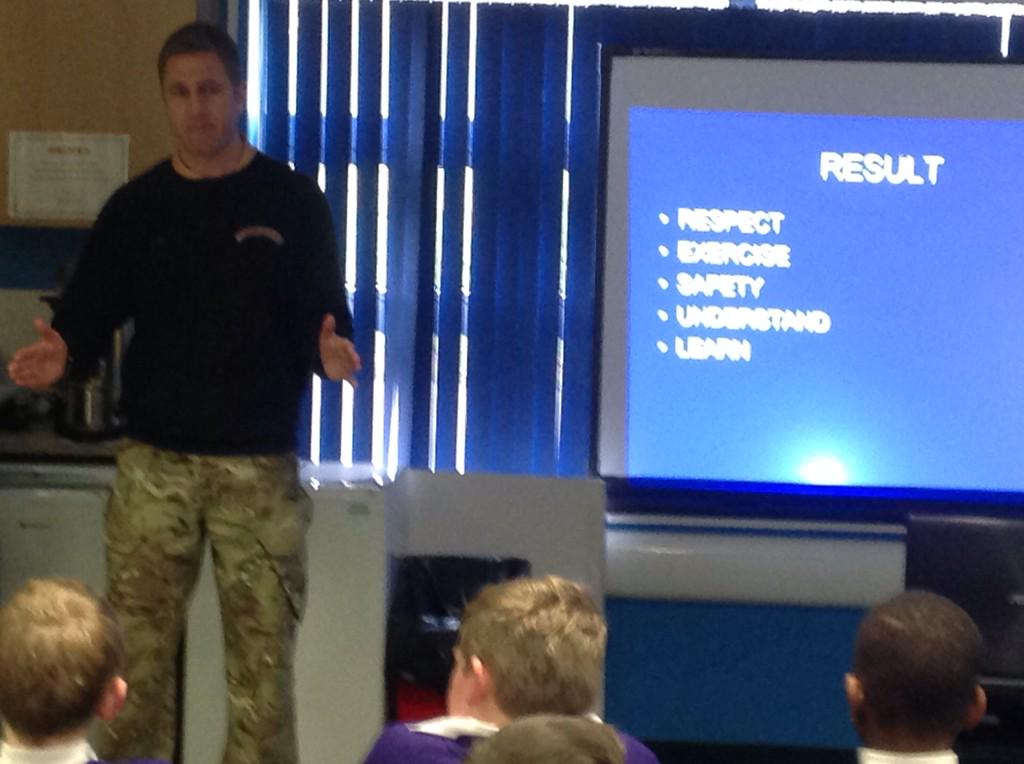 Commander James beginning his first session with very eager year 5 children. The buzz around school has been great.