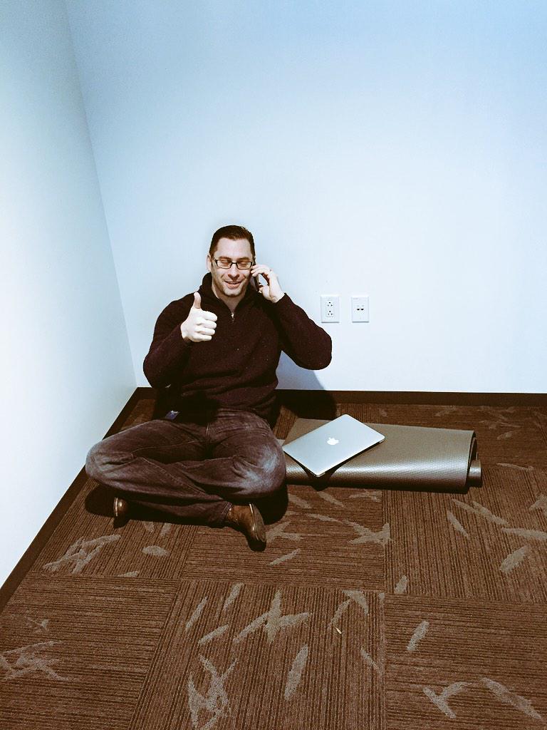 RFG's tweet image. .@tnelan showing the way to successfully participate on a biz call while respecting his chi. Nice! @nelanderthal