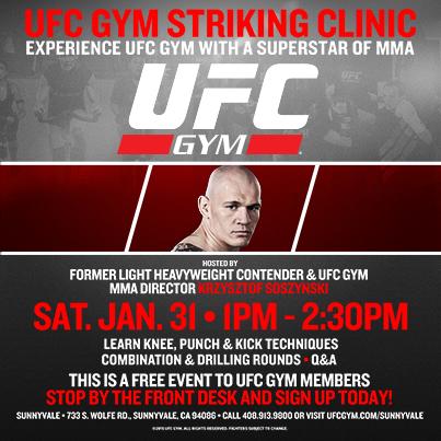 UFCGymSunnyvale's tweet photo. #GrandOpening Striking Clinic with KRZYSZTOF SOSZYNSKI!!!  Sign up at our Front Desk ASAP. http://t.co/COHZbn5Fxr