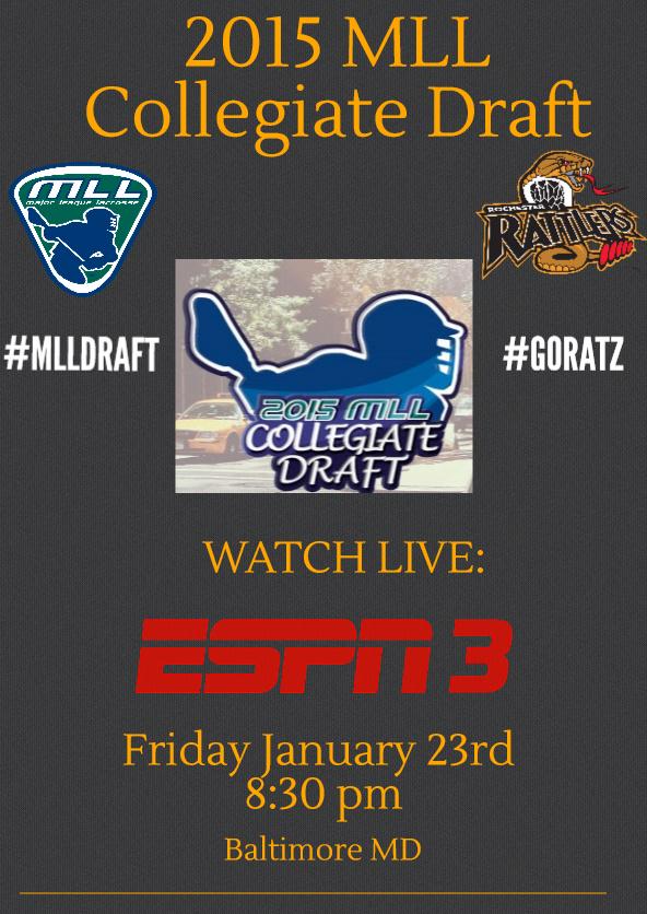 RattlersLax's tweet photo. Getting closer to 8:30! Here is a recap of where the #Ratz are placed in the #MLLDraft order. #2FirstRounders #GoRatz http://t.co/sTz6fgj0CY
