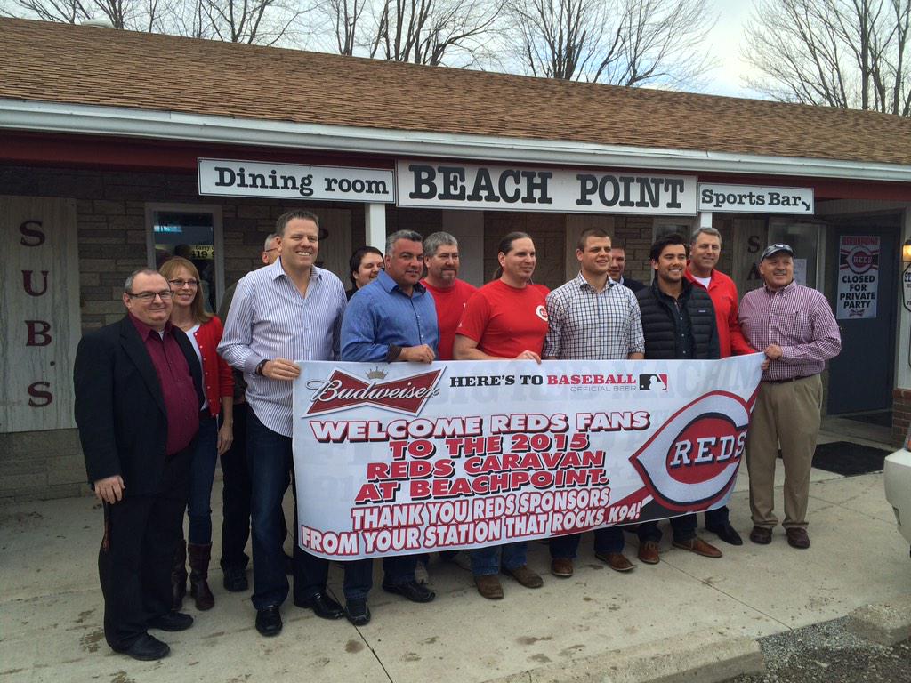 Reds's tweet photo. Talking Reds and eating frog legs in Celina. #RedsCaravan #northtour http://t.co/w2bXwTFy9X