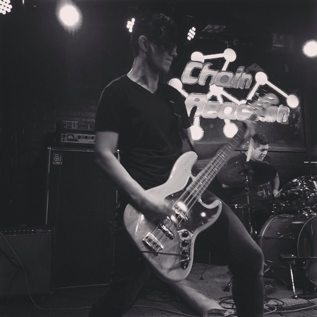 Great photo of our bass player Jesse from our show <a href="/ChainReactionCA/">Chain Reaction</a> last week!