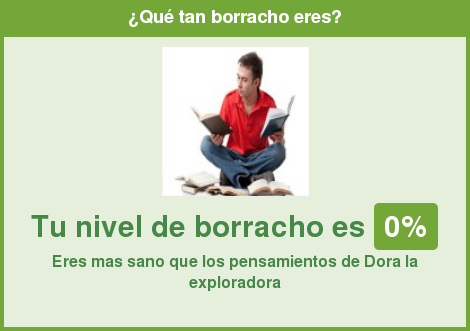 Sergio_Payan's tweet photo. 0% Borracho - Eres mas sano que los pensamientos de Dora la expl... --> Realiza tu test en: http://t.co/352mRF2eY0 http://t.co/pPLSvDuNwf