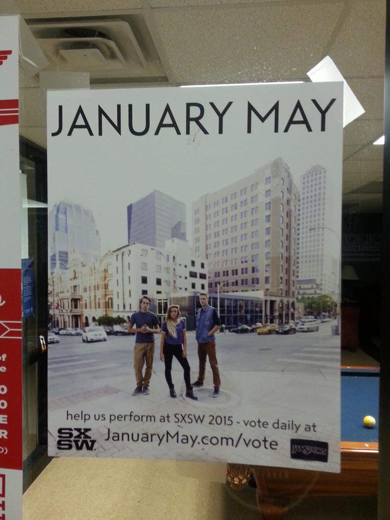 MattB7_7's tweet photo. Springfield Missouri is supporting #JanuaryMay in their competition to play at SXSW in Austin #JanSportBOTB http://t.co/8PK66yy9vS