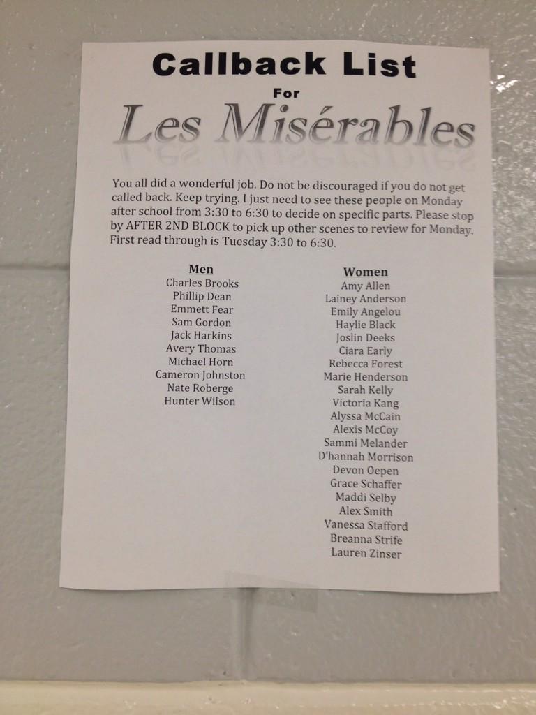 cloverdramaclub's tweet photo. Congratulations to everyone who made callbacks!! Break a leg on Monday! 🎭 http://t.co/oulCocX2bC
