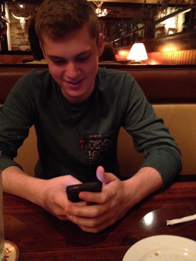 Stephrez15's tweet photo. When the waiter thinks Austin is 21 😂 http://t.co/Fc4RGMzCou