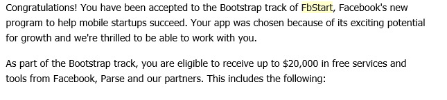UpDownTheApp's tweet photo. Groovy @facebook, very generous!  #fbstart. We are excited about the growth potential too! http://t.co/3Ps7IFQWK3