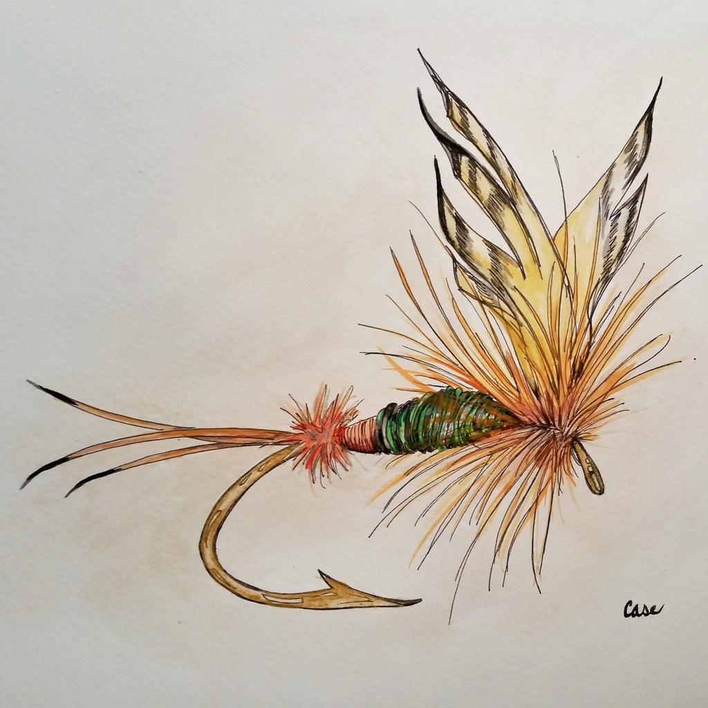 Katrina Case-Soper on X: #watercolor of a #troutfly. Commissioned