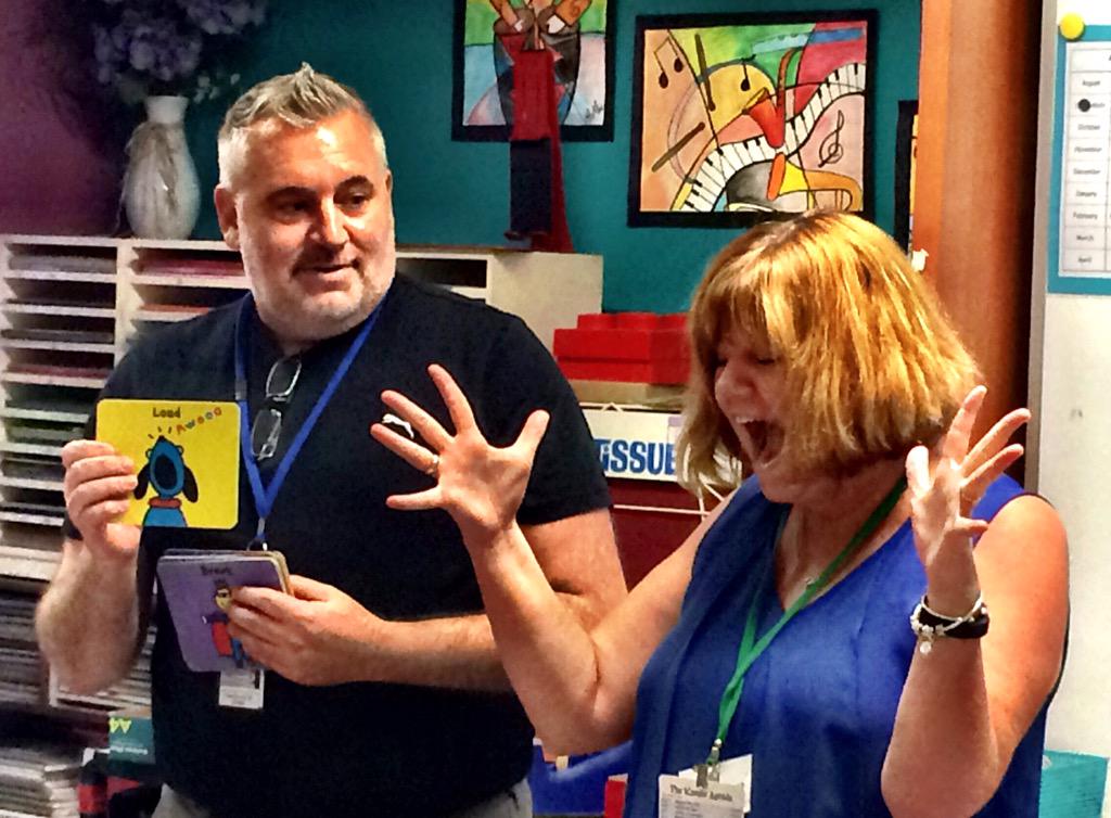 kmcfadzen's tweet photo. Playing games with Todd Parr. Life is great. #iCreate2015 #sasedu http://t.co/N8CxFpqZXN